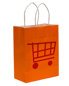 Shopping Bag With Shopping Cart Symbol